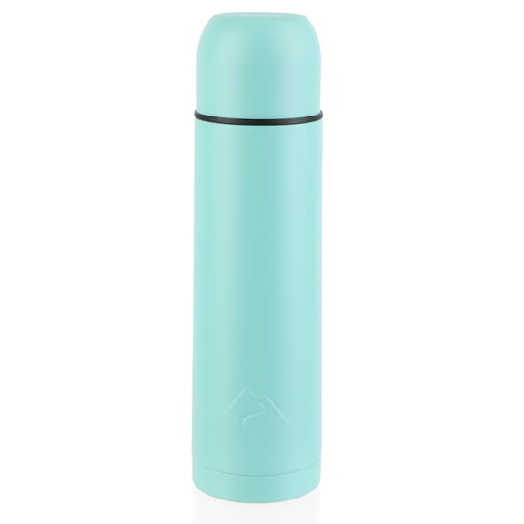 Ozark Trail 18oz Vacuum Insulated Stainless Steel Double Wall Thermal Water Bottle with Cup, Turquoise