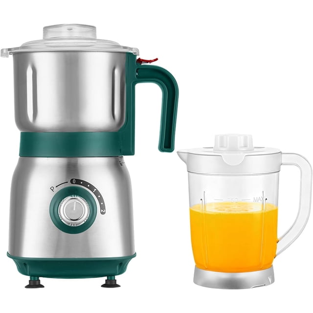 ZJQYDS Mixer Grinder - Electric Spice Mill & Juicer, 600ml Dry Grinding Cup, 750ml Fruit Juicer Cup (Green)