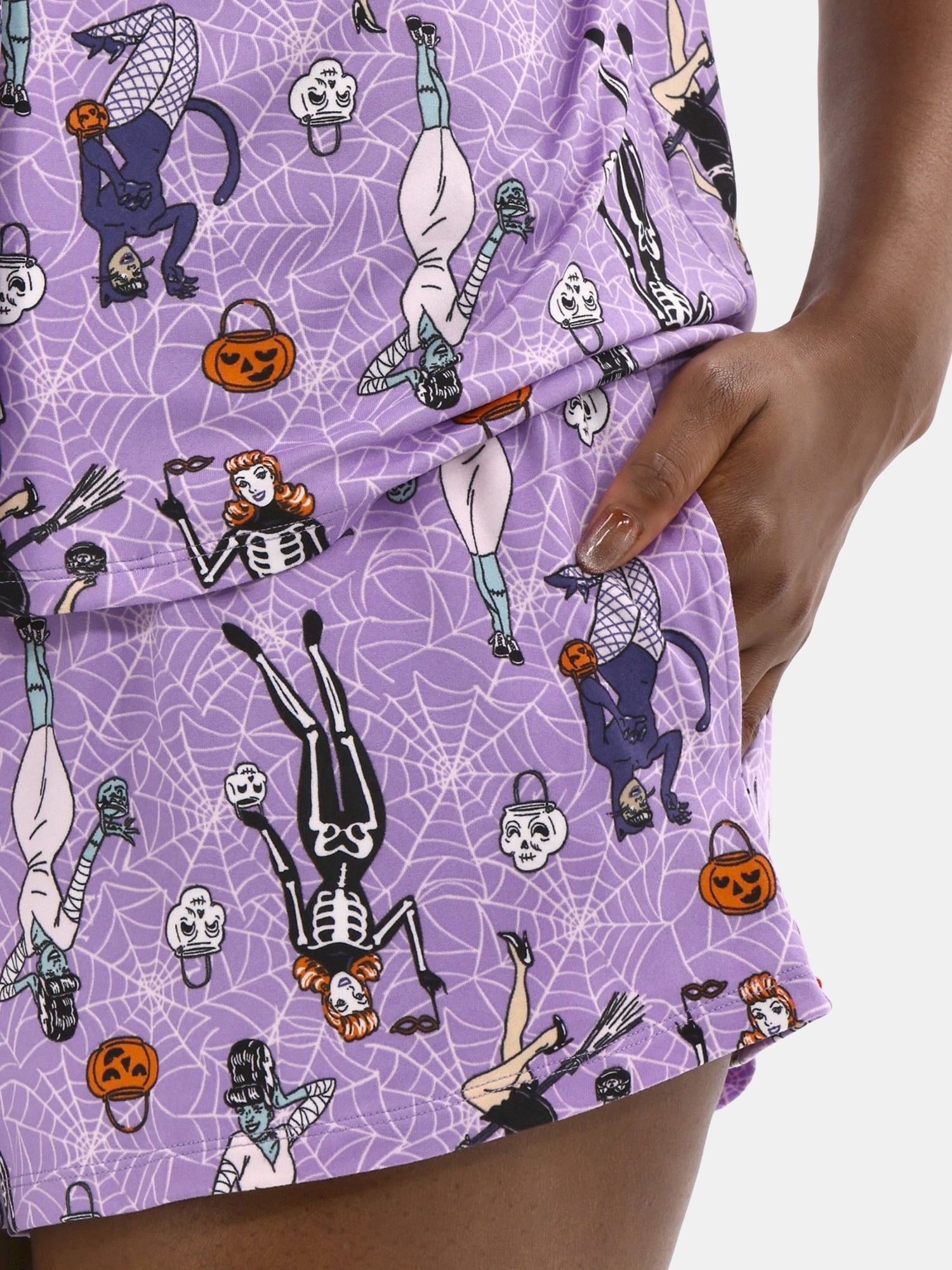 Halloween Women’s Printed Notched Top and Shorts Pajama Set from Way to Celebrate, 2-Piece, Sizes XS-3X