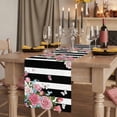 thumbnail image 2 of Table Runners 90 Inches Long Dress Scarves, Pink Flowers Farmhouse Coffee/Dining/Kitchen Table Runner for Living Room, Spring Floral Butterflies Black White Striped Farmhouse 13x90 Inch, 2 of 9
