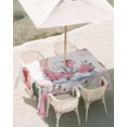 thumbnail image 3 of 60x120 Inch Outdoor Tablecloth with Umbrella Hole Zipper Rectangle Elephants Rectangular Tablecloths Outside Waterproof Pink Elegant Spring Floral Botanical Patio Table Cloth Cover for Picnic Party, 3 of 8