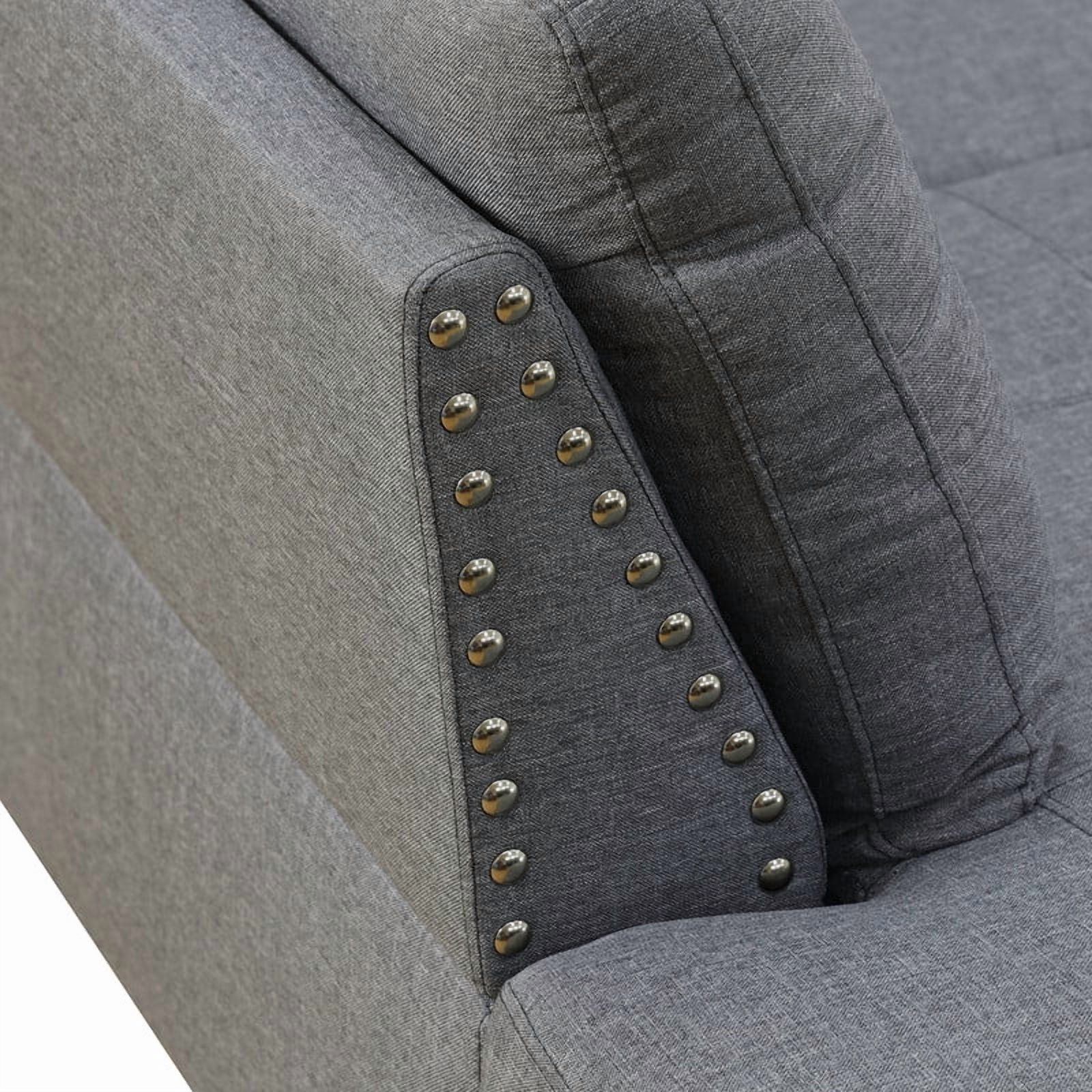 Howcool L-Shape Sectional Sofa with Cup Holders,3-Piece Gray Sectional Sofa Couch,2 Toss Pillows,Nailhead Trim, Left-Facing