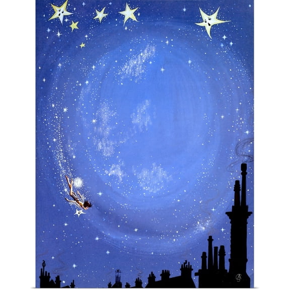 Great BIG Canvas | Rolled Anne Grahame Johnstone Poster Print entitled Illustration for 'Peter Pan' by J.M. Barrie