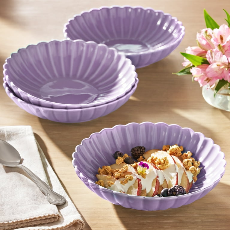 The Pioneer Woman Colette Stoneware Dinner Bowls Purple Set of 4