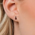 thumbnail image 3 of Gem Stone King 14K White Gold Red Garnet and Black Diamond Stud Earrings for Women | 1.03 Cttw | Gemstone January Birthstone | Pear Shape 6X4MM, 3 of 6
