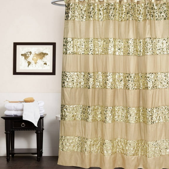 Popular Bath Sinatra Champagne Collection, 70" x 72" Bathroom Shower Curtain