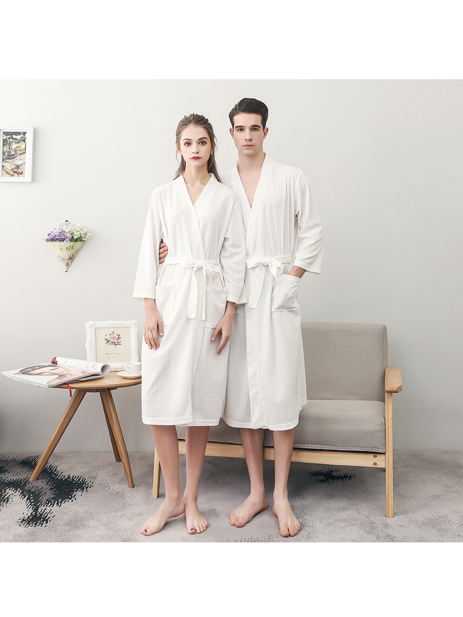 men's waffle weave bathrobe