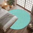 thumbnail image 3 of Turquoise 3ft Round Rug, Farmhouse Burlap Solid Teal Color Modern Linen Texture Non-Skid Rubber Backing Large Area Rugs - Living Room Bedroom Home Office, Indoor Floor Mat Carpets Washable Rug, 3 of 9