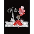 thumbnail image 4 of Women's Casual Fashion T-Shirt with Paris Eiffel Tower and Heart Balloons Print, Polyester Knit Fabric, Round Neck, Short Sleeve, Comfortable Summer Top, 4 of 8