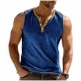 thumbnail image 2 of Ceisia Men's Slim Fit Henley Neck Sleeveless Tank Top Contrast Binding Athletic Shirt Blue XXL Gifts, 2 of 6