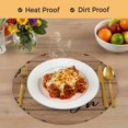 thumbnail image 4 of Vintage Boho Round 13 Inch Placemats Set of 2, Farmhouse Retro Brown Wooden Grain HeatResistant Non Slip Place Mats for Dining Table, Wipeable Braided Kitchen Table Mats for Housewarming, 4 of 9