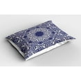 thumbnail image 2 of Ambesonne Oriental Pillow Sham 2 Pack, Curly Floral Leaves Image, 30"x20", Blue and Cream, 2 of 3