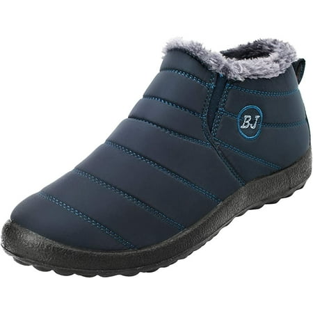 

YAZI Mens Snow Boots Women Winter Anti-Slip Ankle Booties Waterproof Slip On Warm Fur Lined Sneaker