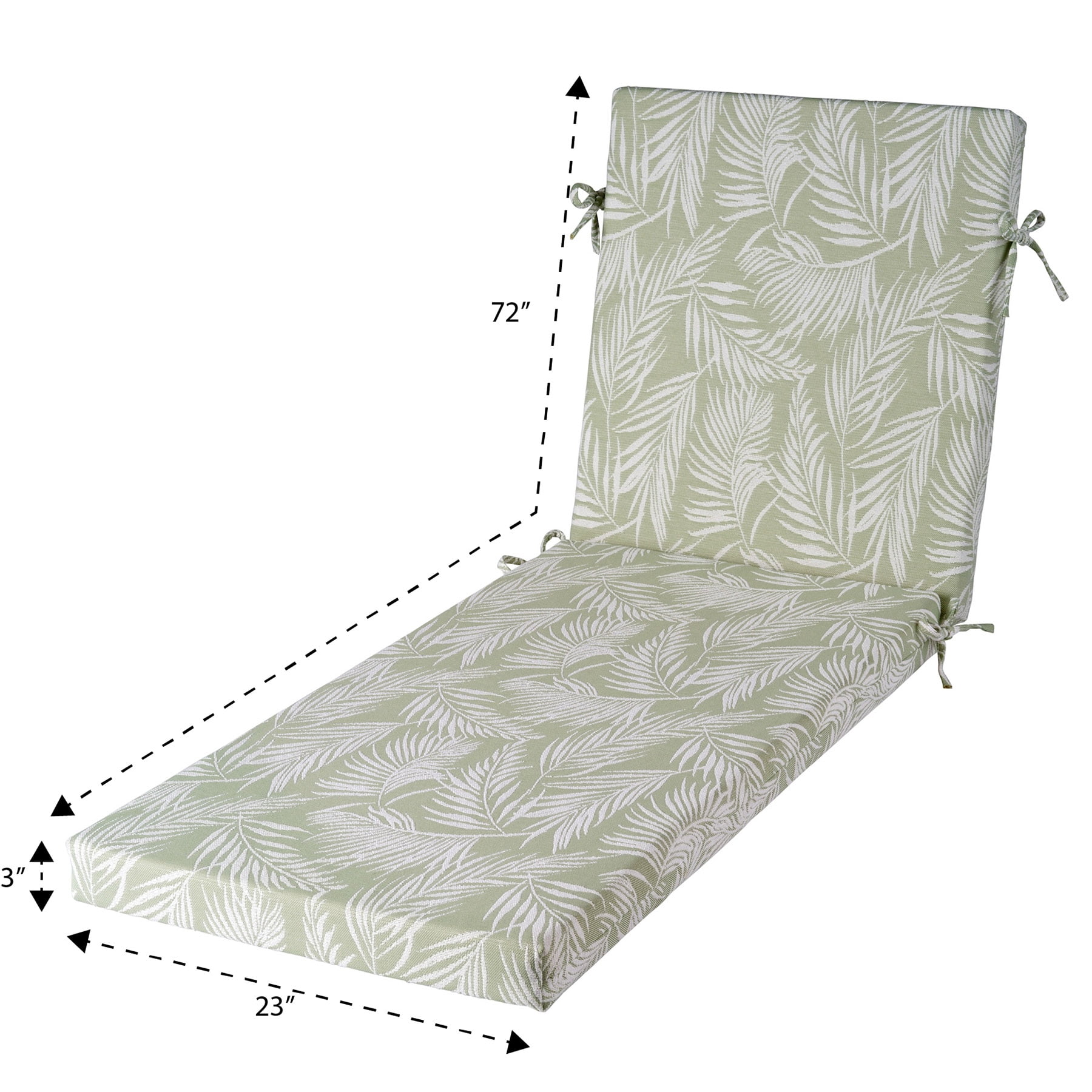 Better Homes & Gardens 72" x 23" Outdoor Chaise Lounge Cushion, 1-Piece, Palm Green