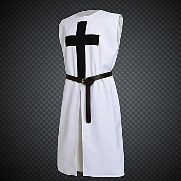 White Medieval Crusader Knight Tunic Costume with Belt Rustic Vintage Home Decor Gifts