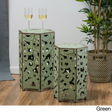 Christopher Knight Home Parrish Iron Accent Tables (Set of 2) by  Antique Green