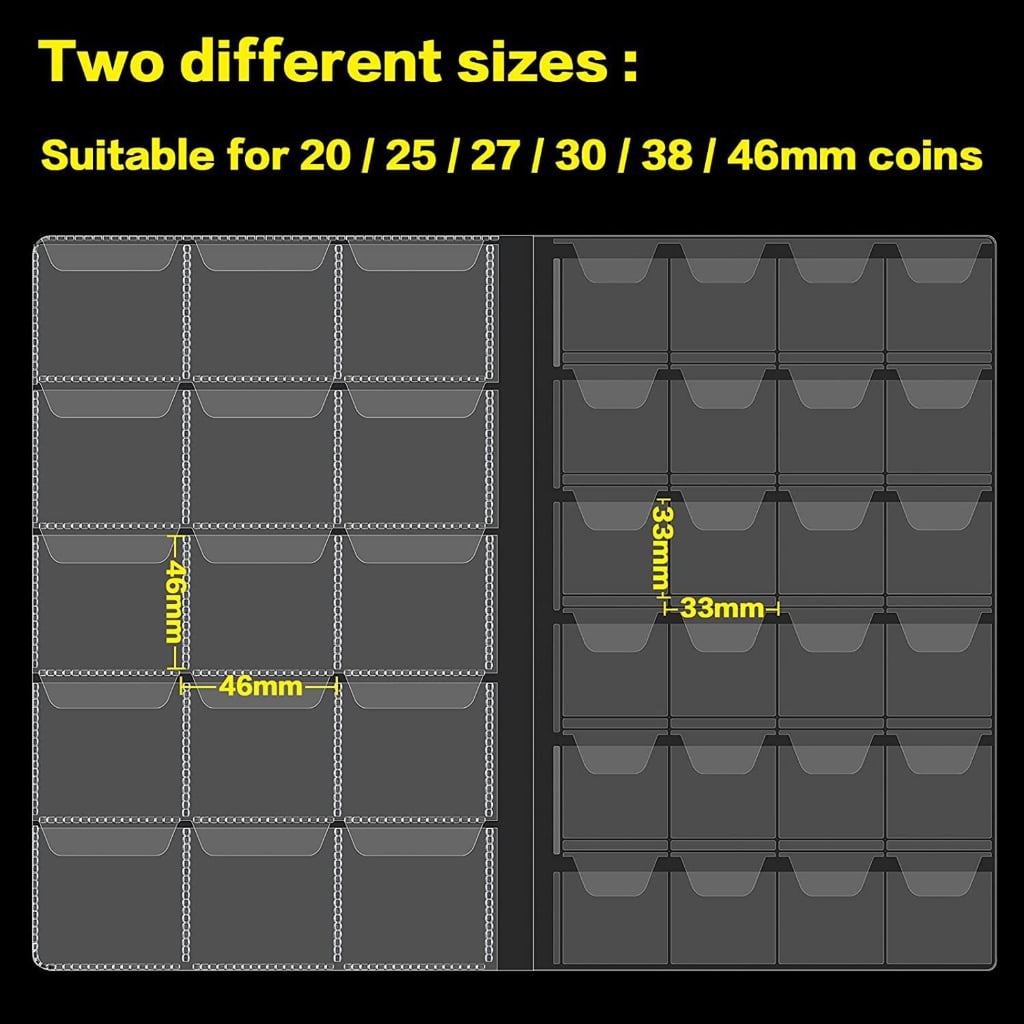Protective Coin Holder Album 300 Pockets Leather Case Organizers For Currency Collections Pennies Quarters Organizing