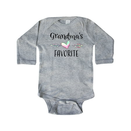 

Inktastic Grandmas Favorite- Heart Grandchild Gift Baby Boy or Baby Girl Long Sleeve Bodysuit