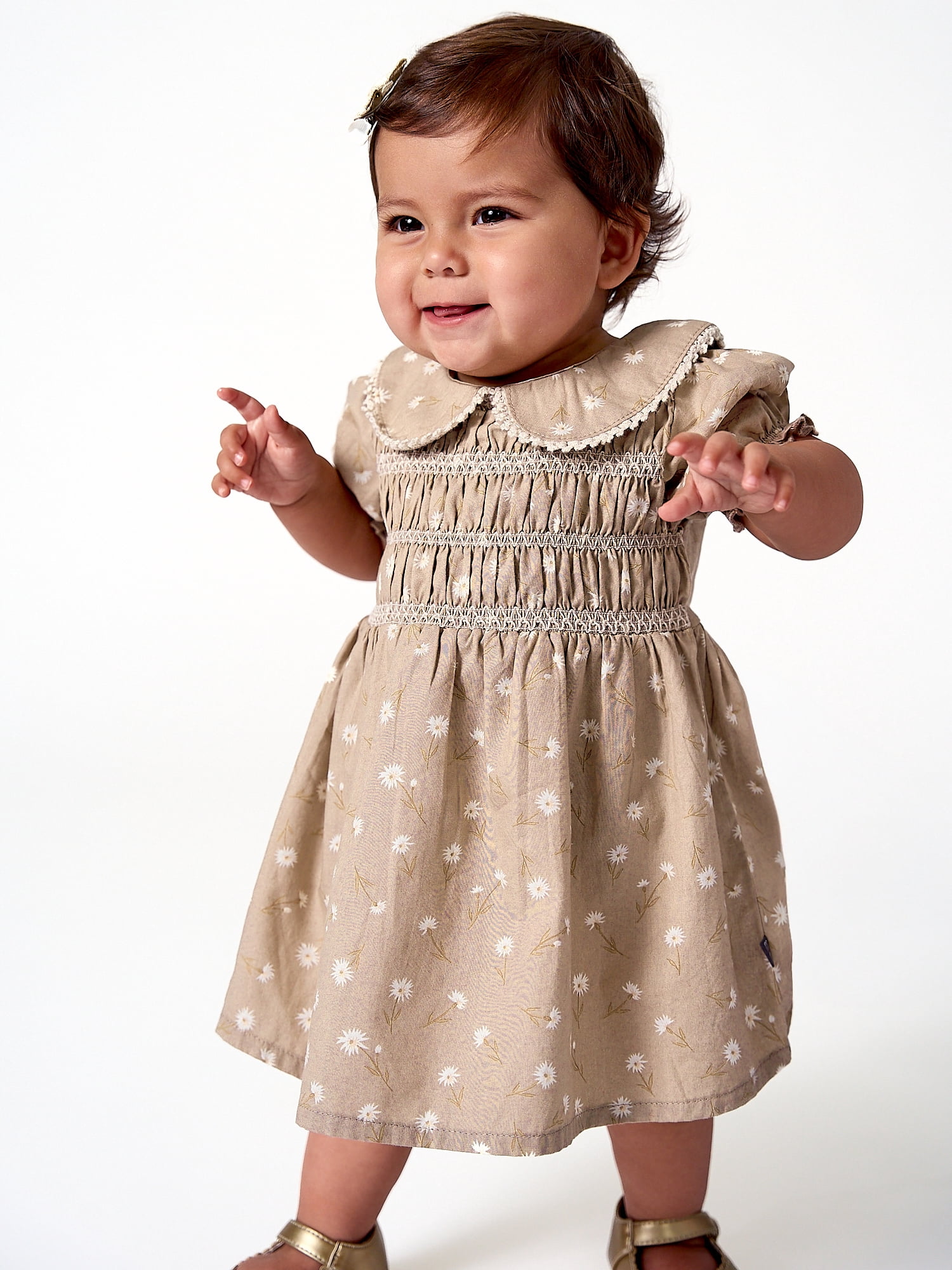 Modern Moments by Gerber Baby Girl Collared Dress and Diaper Cover, 2-Piece, 0/3 Months - 24 Months