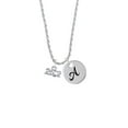 thumbnail image 2 of Delight Jewelry Silvertone Marathon - 26.2 with Clear AB Crystal Silvertone Script Initial Disc - A - Charm Necklace, 20"+3", 2 of 4