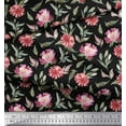 thumbnail image 3 of Soimoi Black polyester Crepe Fabric Leaves & Peony Floral Print Sewing Fabric Yard 42 Inch Wide, 3 of 3