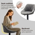 thumbnail image 3 of Modern Bar Stool Set of 2, Counter Height Barstools with Padded Back and Metal Footrest, Adjustable Velvet Swive Barstools for Kitchen Island, Home, Bar, Dining Room and Restaurant, Dark Gray, 3 of 9