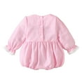 thumbnail image 5 of Wxirdiow Infant Girl Rompers Baby Girl Outfit Long Sleeve Smocked Romper Fall Winter Clothes Pink Size,6-12 Months, 5 of 7