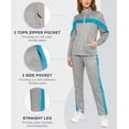 thumbnail image 6 of Women's 2Pc Full Zip Tracksuit, 4 Way Stretch Breathable with Zipper Pockets for Golf Running Casual Light Gray S, 6 of 9