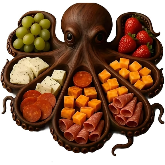 ACDANC 2026 New Octopus Charcuterie Board – 11" Ocean Themed Wood Cheese Meat Serving Platter,Kraken Design Tray for Seafood,Beach Nautical Lovers,Unique Gift for Housewarming Entertaining