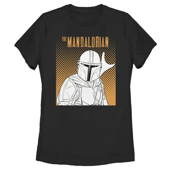 Women's Star Wars: The Mandalorian Mando Line Art Graphic Tee Black Small