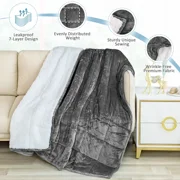 Buzio 48” x 72” Sherpa Fleece Weighted Blanket for Adults 15 Pounds Dual Sided Soft Cozy Fuzzy Heavy Throw Blankets,Gray White