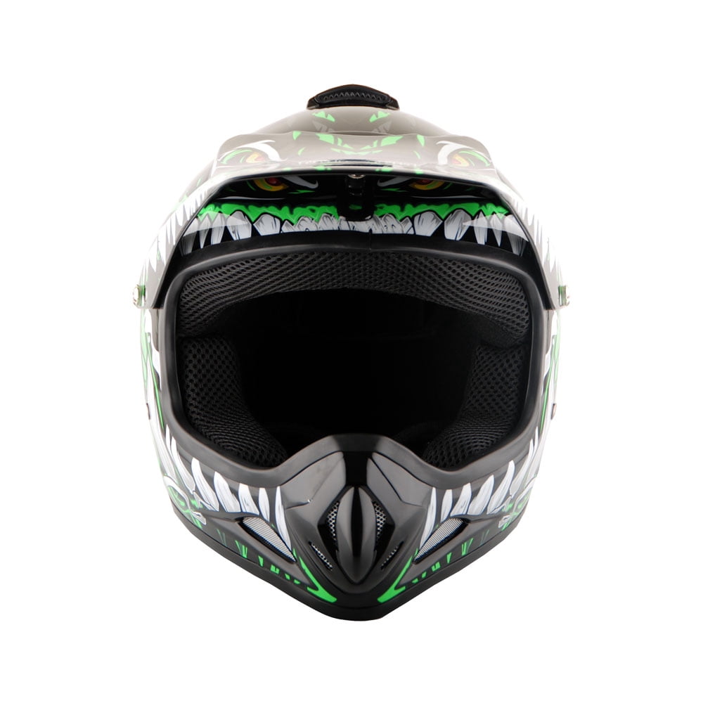 WOW Youth Kids Motocross BMX MX ATV Dirt Bike Helmet HJOY Dino Green