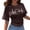 Coffee, variant on Tshirt Women Korean Style Short Sleeve T Shirt Loose Fit Crew Neck Basic Summer Top Boho Tops for Women Purple M