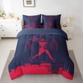 thumbnail image 2 of Homewish Cartoon Baseball Athlete Bedding Comforter Set 7pcs for Kids, Cartoon Ball Gaming Queen Bedding Sets, Navy Red Stripes Reversible Queen Sheet Sets, Luxury Bedroom Decor, 2 of 7