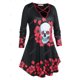 thumbnail image 2 of Tallas grandes Impresión de cráneo floral Crisscross Halloween camiseta Rosegal  Mangas largas de talla grande, 2 of 5