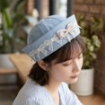 thumbnail image 4 of Slccxzc Japanese Y2K Lace Sailor Hat with Bow Women Vintage Beret Flipped Brim Beret Cap for Party Accessory, 4 of 7