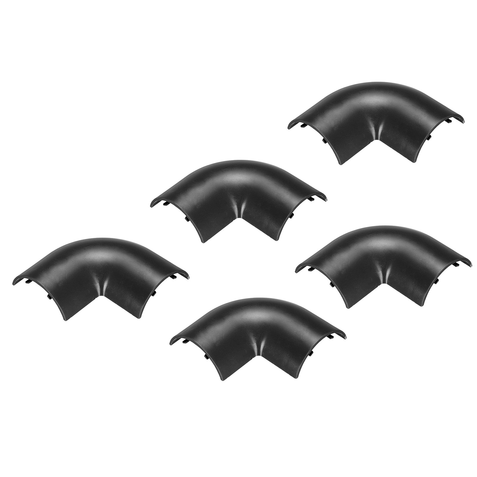 Flat Bends Small Cord Cover Half Round 2.17 Inch x 0.47 Inch Black 5 Pcs