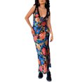 thumbnail image 2 of KelaJuan Women Slip Dress, Sleeveless V-neck Tie-up Flower Print Long Lace Patchwork Summer Dress, 2 of 9