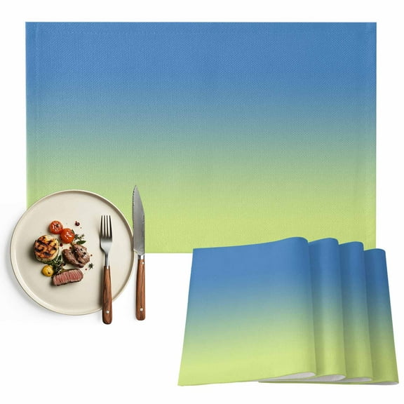Placemats Set of 4, Blue and Yellow Ombre Placemats Set of 4, Gradient Gradual Color Tablemats Washable Placemat Table Decoration for Kitchen Table Dinner Party Home Decor Indoor Outdoor 13x19 Inch