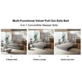 thumbnail image 5 of 70.1" Multi-Functional Velvet Loveseat Bed, 3-in-1 Convertible Sleeper Sofa, Queen Pull Out Sofa Bed with Side Storage Bag for Living Room, Bedroom, Apartment, Office, Grey (Old Sku:W1885P143788), 5 of 9