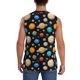 thumbnail image 4 of Fotbe Planets In Deep Space Men's Camiseta sin Mangas Estampada para Hombres, Playera Casual para Gimnasio, Entrenamiento, Playa-Small, 4 of 7