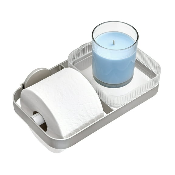 iDesign Wall Mounted Toilet Paper Holder with Shelf for Bathroom Storage - Ideal for Primary or Guest Bathroom and Powder Rooms