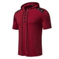 thumbnail image 2 of ZCFZJW Mens Casual Hoodie Shirts Trendy Regular Fit Summer Short Sleeve Drawstring Hooded Pullover Tshirt Tops Solid Color Basic Tee Shirt Wine XXL, 2 of 8