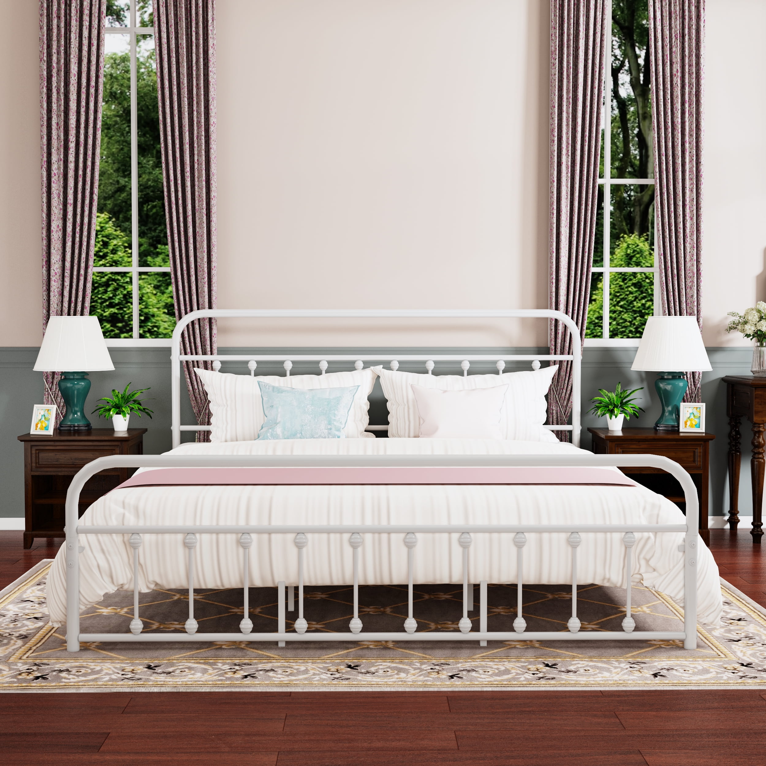 alazyhome Simple Vintage King Metal Platform Bed Frame, EasyAssembly