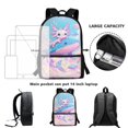 thumbnail image 3 of Jeiento Axolotl 17 Inch Kids Backpack Set of 5 Cute Lightweight Breathable Girls School Bag with Lunch Bag, Pencil Case and Bookmarks for 9-12 Years Old, 3 of 8
