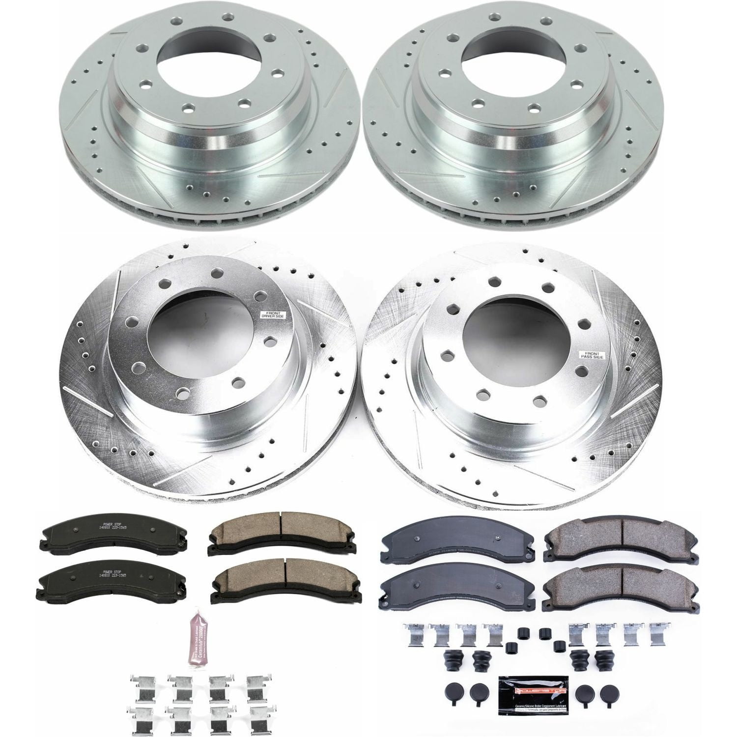 Power Stop Front and Rear Ceramic Brake Pad and Drilled and Slotted Rotor Kit K6519