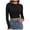 Black, variant on Long Sleeve Shirts for Women 2026 Spring Cropped Undershirt Crewneck Ribbed Slim Fit Plain Blouse