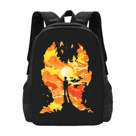 DouZhe Lightweight Backpack, Travel Outdoor Hiking Bag School Bookbag Casual Daypack Burning Fire Flame Man Prints Backpacks for Women Men