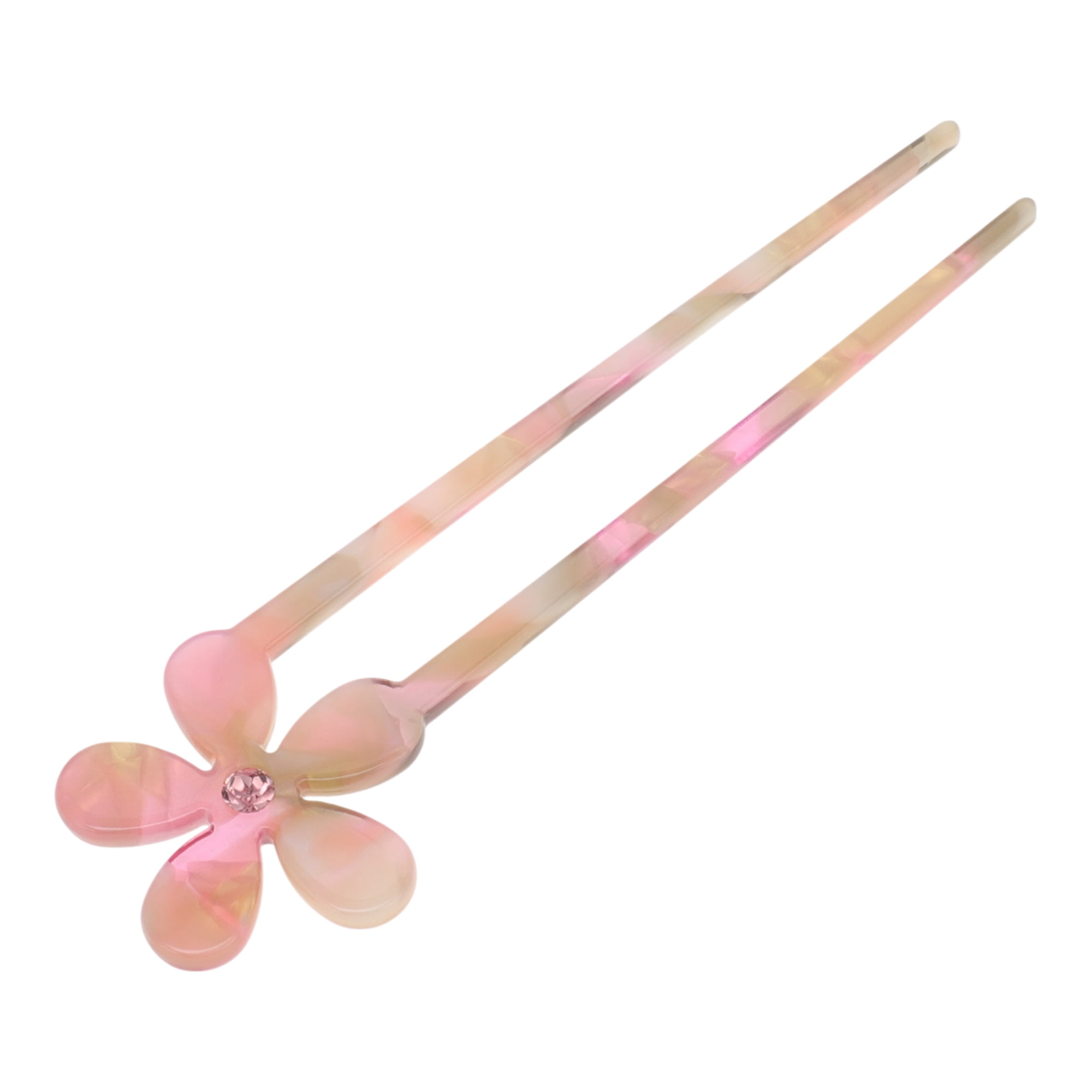 Unique Bargains Comfortable Five-petal Flower Chignon Pin for Women 1 Pc Yellow, Pink