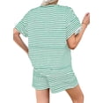 thumbnail image 4 of Womens 2 Piece Sets Summer Lounge Sets Striped Short Sleeve Oversized T Shirts Drawstring Shorts Matching Set, 4 of 4